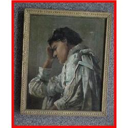 1893 Framed Period Woman Oil Painting #1646194