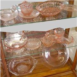 Pink Depression Glass Butter Dish Bowl Plate #1646562