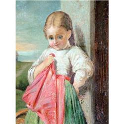 Italian Signed Oil on canvas Girl  #1646574