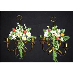 Pair of Antique Tole Sconces #1646592