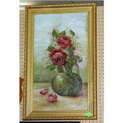 Art Nouveau Oil Painting of Roses  Signed #1646595