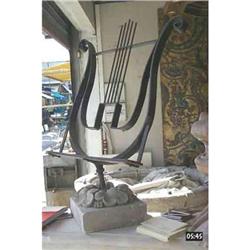 Iron Lyre with Stone Base #1646613