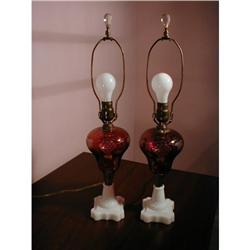 Pair Cranberry Lamps #1657950