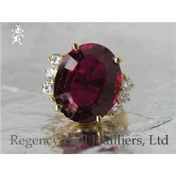 RHJ Deep Red Synthetic Ruby Ring w CZs #1657997