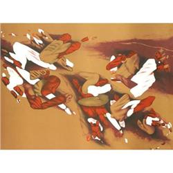 Signed Piece  Brown and Red Abstract #1658034