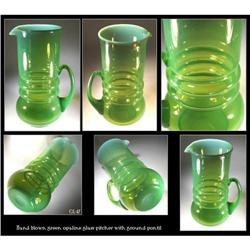 BEAUTIFUL HAND BLOWN GREEN OPALINE GLASS #1658327