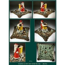 ANTIQUE GERMAN CAST IRON SANTA FEATHER TREE #1658328