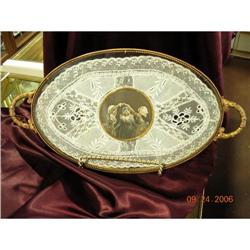 RARE Antique Oval Dresser Tray with Doily and #1658333