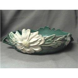 Roseville Console Bowl Green Peony 431-10 #1658415