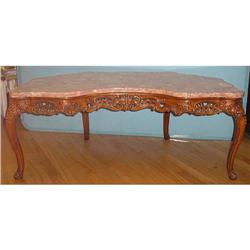 Carved French coffee table with marble top #1658444