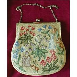 PetitPOINT Purse STERLING Frame Animals+Plants #1658472