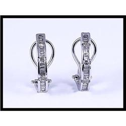 Unique 14K White Gold Diamond Hoop Earrings #1658487