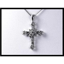 14K White Gold Diamond Cross Pendant #1658488