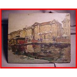 Impressionist French Oil Wood Panel Painting  #1658575