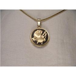 Estate 14K YG Onyx Panda Bear Pendant Charm #1658603