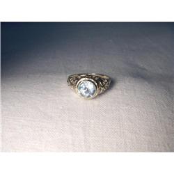 Antique 14K WG Filigree Aquamarine Pinky Ring #1658613