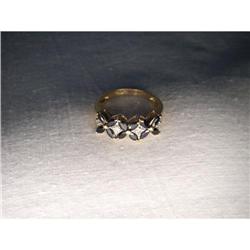 Estate 14K YG Gold Sapphire Diamond Floral Band#1658623