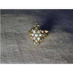 Estate 14K YG Filigree Marquise Diamond Ring #1658628