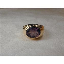 Estate 14K YG Handmade Amethyst Dome Ring #1658629