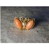 Estate 14K Gold Butterfly Coral Seed Pearl Ring#1658635