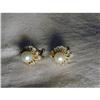 14K YG Diamond Cultured Pearl Filigree Earrings#1658640