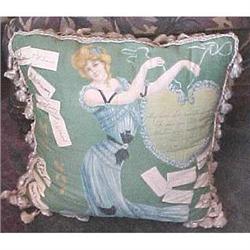 silkscreened figural dance card pillow #1658656