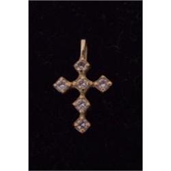 Estate Diamond 14kt yellow gold cross pendant #1658720