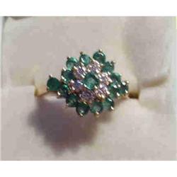 Emerald and Diamond 14k dress ring. #1658799