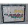 Image 1 : "International Molokai-Oahu Outrigger Canoe Race" Print, by Leroy Neiman 1976 (38"x30")