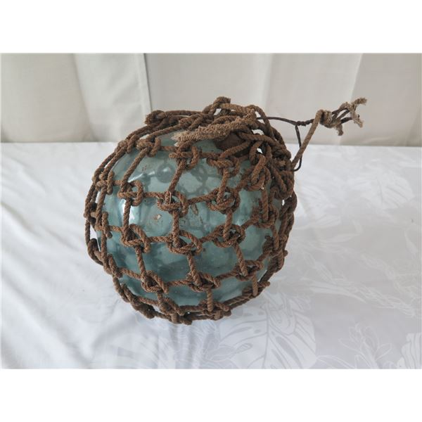Vintage Glass Ball Float w/ Net, Approx. 8" Dia.
