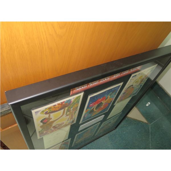 Qty 6 Original 1930s Matson Menus, Artist Frank McIntosh, Framed