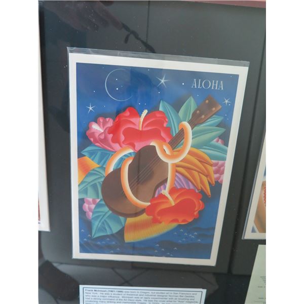 Qty 6 Original 1930s Matson Menus, Artist Frank McIntosh, Framed
