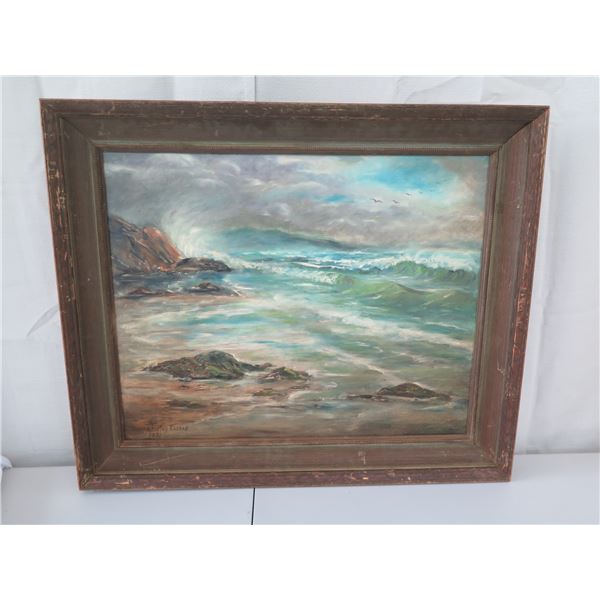 Original Painting on Canvas, Signed by Artist Shirley Russell, 1971, 24"x30" (Framed 30"x36")