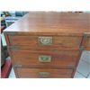 Image 14 : Wooden Desk with Inlaid Brass Filigree & Hardware, 59" x  29" x 31" H (cosmetic age blemishes)