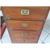 Image 15 : Wooden Desk with Inlaid Brass Filigree & Hardware, 59" x  29" x 31" H (cosmetic age blemishes)