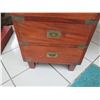 Image 16 : Wooden Desk with Inlaid Brass Filigree & Hardware, 59" x  29" x 31" H (cosmetic age blemishes)