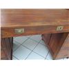 Image 17 : Wooden Desk with Inlaid Brass Filigree & Hardware, 59" x  29" x 31" H (cosmetic age blemishes)