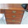 Image 18 : Wooden Desk with Inlaid Brass Filigree & Hardware, 59" x  29" x 31" H (cosmetic age blemishes)