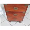 Image 19 : Wooden Desk with Inlaid Brass Filigree & Hardware, 59" x  29" x 31" H (cosmetic age blemishes)