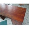 Image 3 : Wooden Desk with Inlaid Brass Filigree & Hardware, 59" x  29" x 31" H (cosmetic age blemishes)