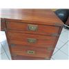 Image 5 : Wooden Desk with Inlaid Brass Filigree & Hardware, 59" x  29" x 31" H (cosmetic age blemishes)