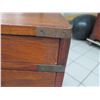 Image 6 : Wooden Desk with Inlaid Brass Filigree & Hardware, 59" x  29" x 31" H (cosmetic age blemishes)