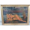Image 1 : Framed Oil Painting, Hula Girl, 1945, Signed by Artist A. Blanchini 17" x 23"