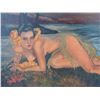 Image 2 : Framed Oil Painting, Hula Girl, 1945, Signed by Artist A. Blanchini 17" x 23"