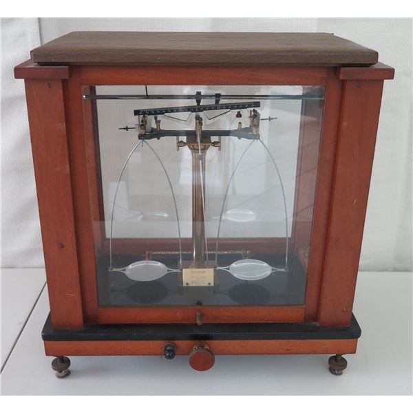 Antique Weight Scale in Glass Display Case 16.5"W x 9"D x 18"H