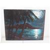Image 1 : Oil on Black Velvet, Diamond Head, Signed Victor, Hawaii, 28" x 36"