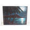 Image 2 : Oil on Black Velvet, Diamond Head, Signed Victor, Hawaii, 28" x 36"