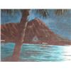 Image 6 : Oil on Black Velvet, Diamond Head, Signed Victor, Hawaii, 28" x 36"