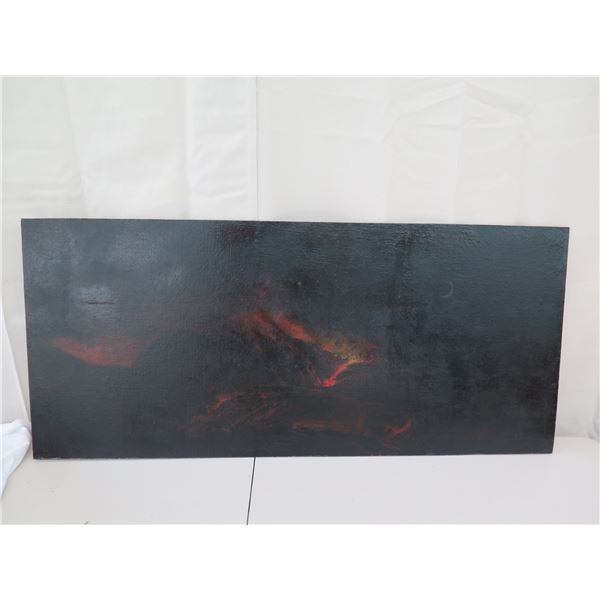 Oil on Board, Vintage Volcano School Work, 22 x50  (cosmetic damage)