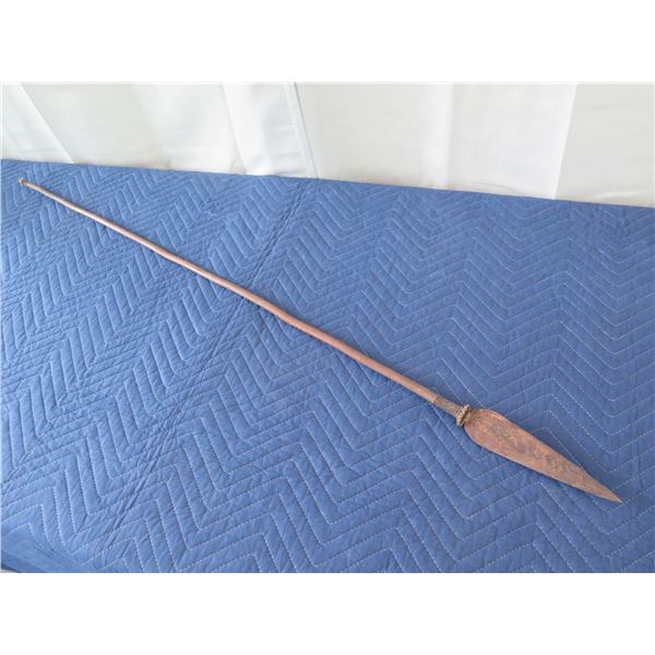 Carved Wooden Spear, Unknown Origin, 52" Long